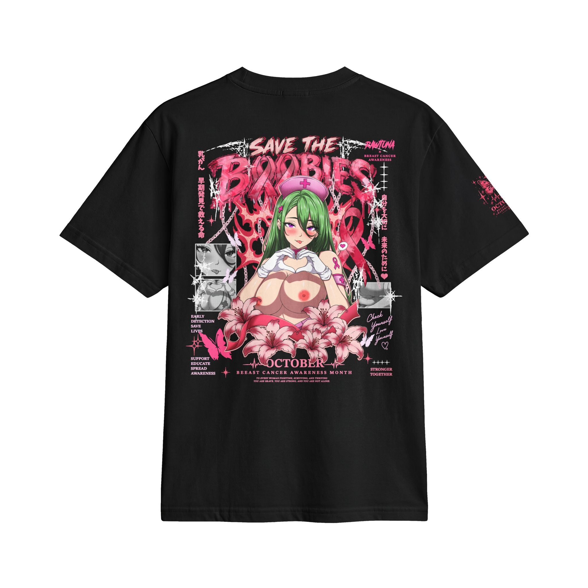 Save the Boobies Anime Graphic T-Shirt - Uncensored